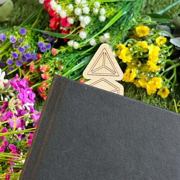 Polyhedral dice wood bookmark