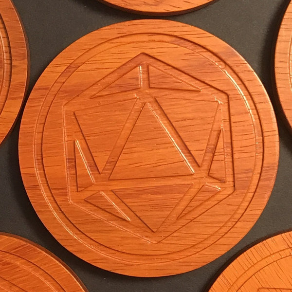 Padauk Polyhedral Dice Coasters (D20 only)