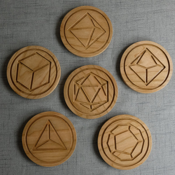 Cherry Polyhedral Dice Coasters (set of 6)