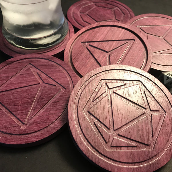 Purpleheart Polyhedral Dice Coasters (set of 6)