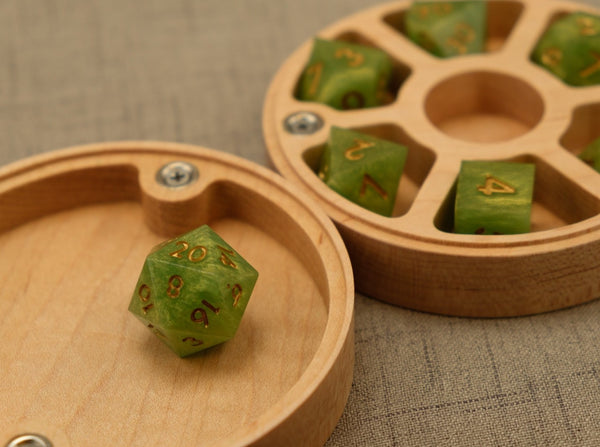 Birch Dice Box w/rolling tray lid (side view)