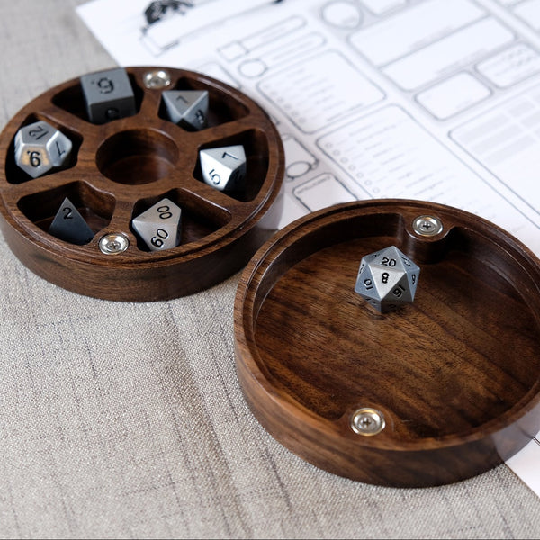 Walnut RPG Dice Box w/rolling tray lid
