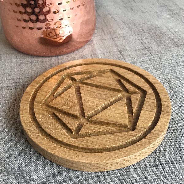 White Oak Polyhedral Dice Coaster (D20 only)
