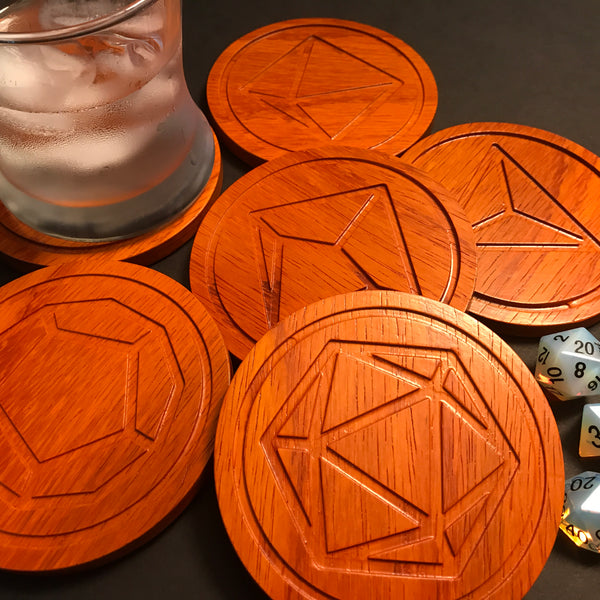 Padauk Polyhedral Dice Coasters (set of 6)