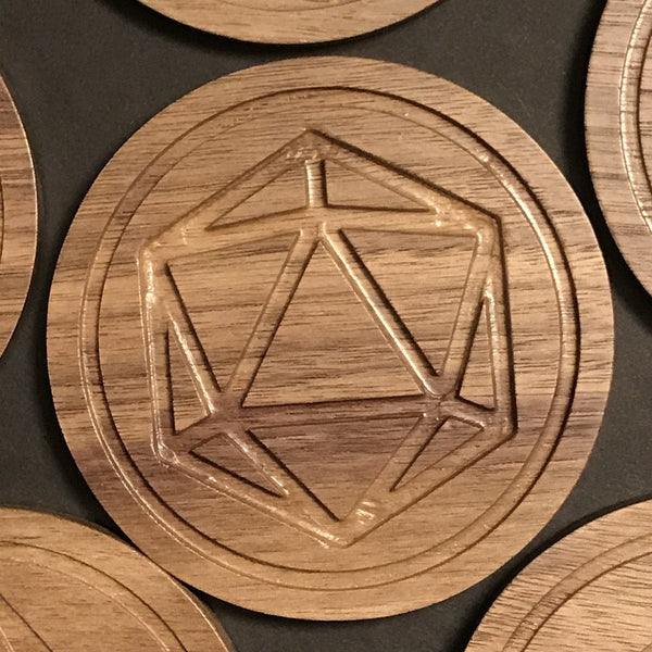 Walnut Polyhedral Dice Coaster (D20 only)