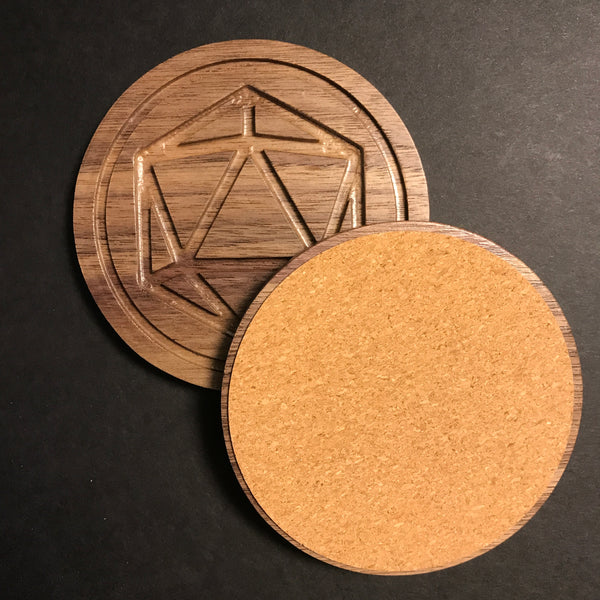 Walnut Polyhedral Dice Coasters (set of 6)