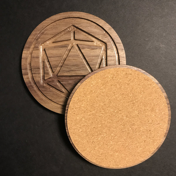 Walnut Polyhedral Dice Coaster (D20 only)